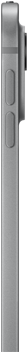 Zijaanzicht van iPad Pro in de kleur zilver, dun profiel, aluminium behuizing, volumeknoppen en pro-camerasysteem